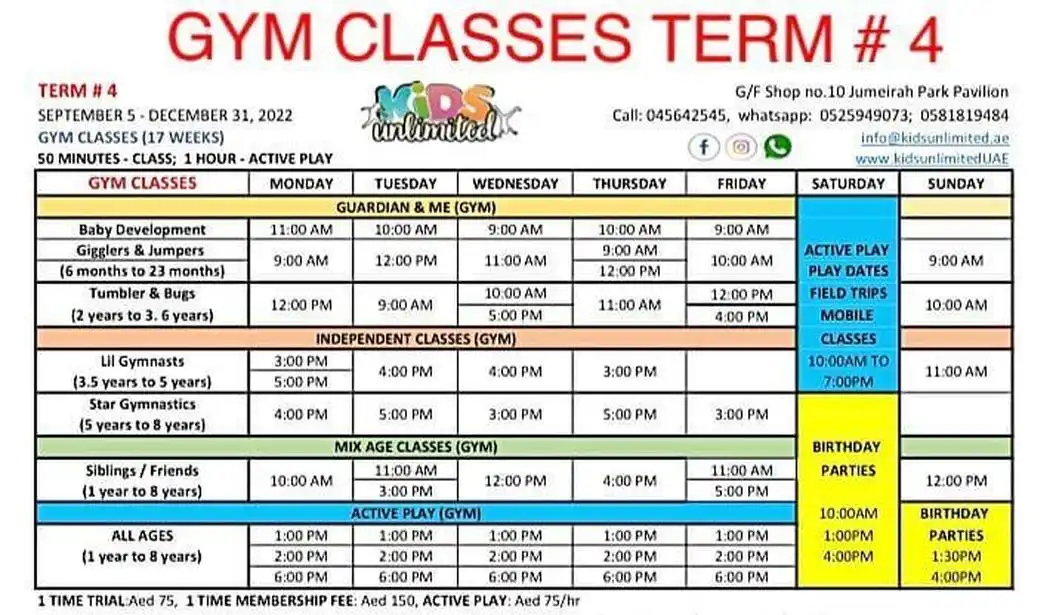 Gym Classes at Kids Unlimited